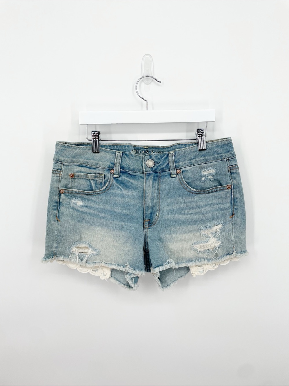 American Eagle Shortie Lace Pockets Jean Denim Shorts